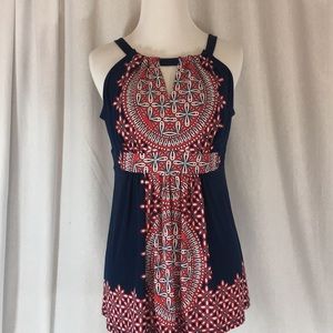 Inc red , white and navy blue top